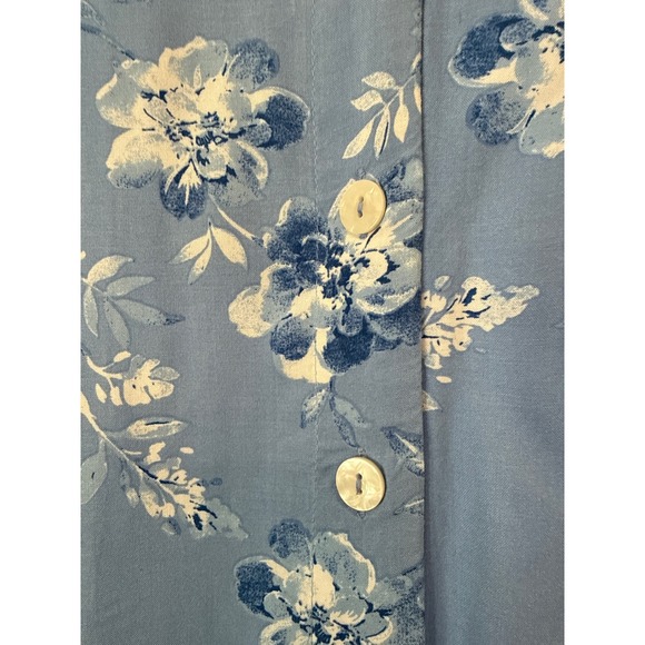 Blue Floral Rayon Maxi Dress Sleeveless Smocked Back Button Front Cottagecore - Picture 4 of 7